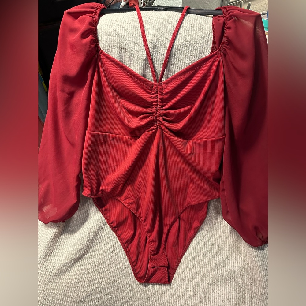 SOLY HUX Plus Size Lantern Long Sleeve Bodysuit for Women